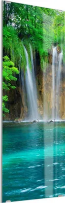 Produktbild von DEQORI Kleiderhaken aus Glas 50x125 cm 'Wasserfälle in Kroatien' Wand Garderobe Haken