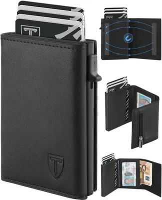 Obrázek produktu pro Pánská peněženka - Kožená peněženka - Magnetické zapínání/RFID ochrana - 1 kus - Pánská tenká peněženka černá
