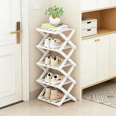 Immagine prodotto di Scaffale per scarpe, 5 ripiani, in bambù, salvaspazio, ideale per l'ingresso