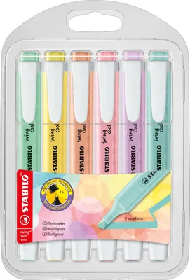 Zdjęcie produktu dla Rozświetlacz - STABILO swing cool Pastel Edition - 6 opakowań - 6 kolorów