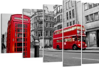 Produktbild von Bild auf Leinwand - Leinwandbild - Bus Telefon Straße - 150x100cm - Wand Bild - Wanddeko - Leinwanddruck - Bilder - Kunstdruck - Wanddekoration - Leinwand bilder - Wandkunst - EG150x100-2674