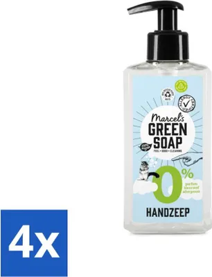 Obrázek produktu pro Marcel's Green Soap - Mýdlo na ruce 0% - Jemná péče - 250 ml - Cenově výhodné balení - 4 kusy