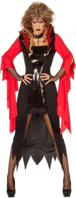 Produktbild von W4869-56 schwarz-rot Damen Vampirkleid Teufelin Gr.56