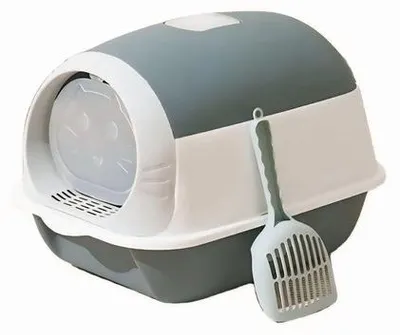 Immagine prodotto di Contenitore per gatti - Facile da pulire - Parte superiore aperta - Bianco e grigio