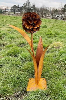 Produktbild von 3D Pusteblume mit 1 Blüte 90 cm Edelrost Gartendeko Wetterfest Rost Deko-Blume Blume Metall