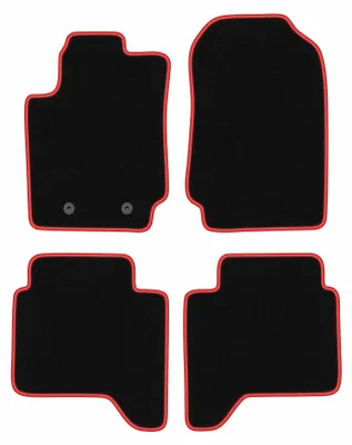Produktbild von Fußmatten Automatten Velours Schwarz/Rot für Ford Ranger 2012-2019 Set 4-tlg