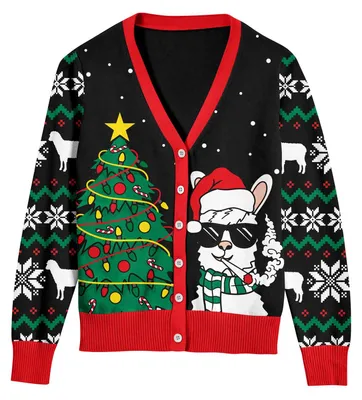 Produktbild von Herren Strickjacke Weihnachten Offen Gestrickt V-Ausschnitt Stilvoll Bequem L