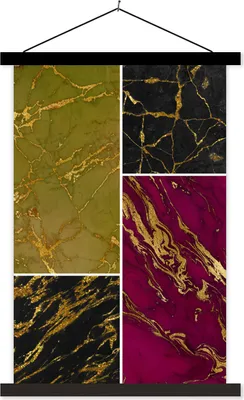 Produktbild von MuchoWow® Textilposter Marmor - Gold - Luxus 40x60 cm mit schwarzem Rahmen - Wanddekorationen
