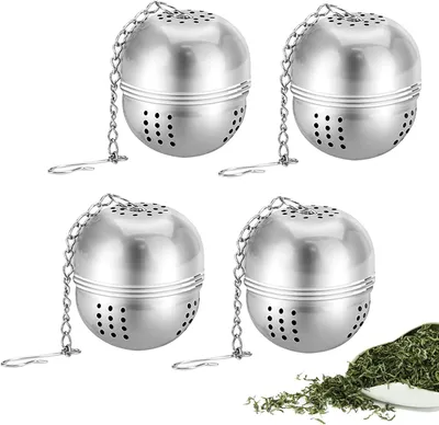 Produktbild von 4-löffelige Teekugel, Edelstahl-Teefilter, Tee-Ei, Tassen-Teefilter, für Tee, Kaffee, Gewürze – 4 Stück