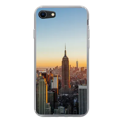 Produktbild von MuchoWow® Handyhülle Schutzhülle Hülle für iPhone SE 2020 New York - Skyline - Sonnenuntergang Silikon Softcase Handy Hülle - Kartenbesitzer