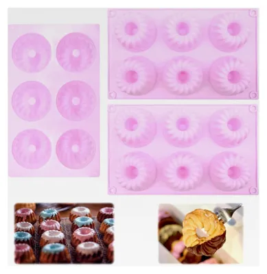 Produktbild von 3 Stück Mini Gugelhupfformen aus Silikon in Spiral- und Wellenform, Wiederverwendbare Antihaft-Muffinformen für Kuchen und Desserts, Kleine Backformen für Kindergeburtstage