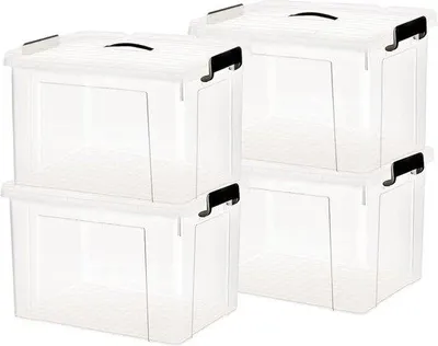 Produktbild von Famanu Aufbewahrungsboxen transparent stapelbar mit Deckel - 4 Stück - 25 Liter