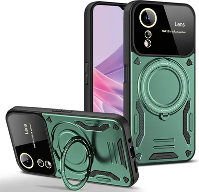 Produktbild von Rüstung Handyhülle für OPPO A78 5G/ A58 5G Dual-Layer Ringhalter Ständer Hülle Grün