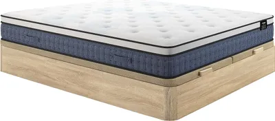 Produktbild von Bett-Set 180x200 cm - Bettkasten Natur hell + Taschenfederkernmatratze 7 Zonen + Memory-Gel - 23 cm - VARNO von YSMÉE