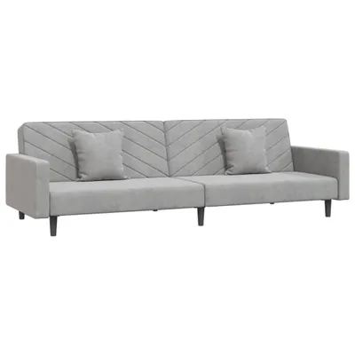 Produktbild von Schlafsofa 2-Sitzer mit 2 Kissen Hellgrau Samt