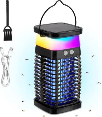 Obrázek produktu pro TolleTour 4W elektrický zabiják hmyzu solární UV světlo lampa na komáry s RGB světlem past na hmyz lampa na komáry zabiják mucholapka na komáry