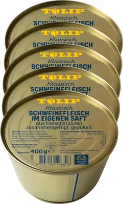 Produktbild von TULIP 5x 400g Schweinefleisch im eigenen Saft Fleisch Schwein Frühstücksfleisch