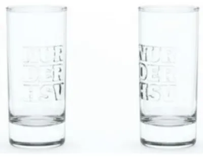 Imagen del producto de Artículos para aficionados del HSV. Juego de 2 vasos para licor del HSV, diseño en relieve, sin texto adicional