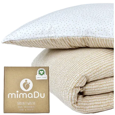 Produktbild von Baby Bettbezug Set 80x80 cm aus GOTS Baumwolle 100 mit Deckenbezug und Kissenbezug - Für Babybett und Kinderbett