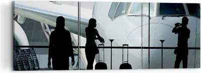 Produktbild von Bild auf Leinwand - Leinwandbild - Flugzeug Flughafen Passagiere - 120x40cm - Wand Bild - Wanddeko - Leinwanddruck - Bilder - Kunstdruck - Wanddekoration - Leinwand bilder - Wandkunst - CA120x40-0130