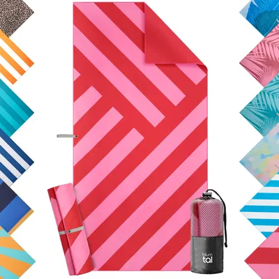 Image de Blumtal serviette de plage microfibre 90x180 cm - Rosa Zigzag, compact, séchage rapide & anti-sable