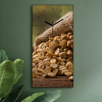 Produktbild von Wohnzimmer Leinwand Uhr Geräuschlos Küche 30x60 Nüsse, Motive, schwarze Zeiger
