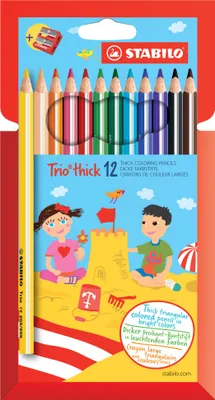 Immagine prodotto di Matita colorata triangolare - STABILO Trio thick - confezione da 12 - con 12 colori diversi e temperino
