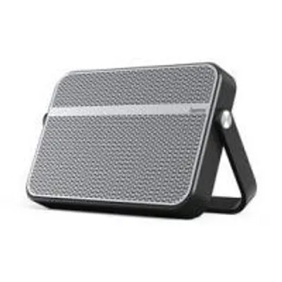 A product shot of a portable speaker.