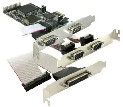 Produktbild von DeLOCK PCI Express card 4 x serial, 1x parallel, PCIe, Moschip, Windows 2000/XP/Server-2003/Vista