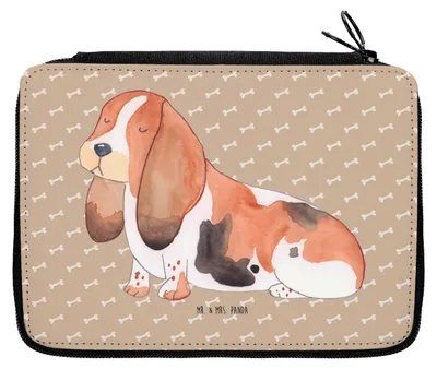 Produktbild von Mr. & Mrs. Panda Federtasche Hund Basset Hound - Hundeglück - Geschenk, Etui für Stifte, Süß, Federmäppchen, Wauwau, Schreibmappe, Sprüche, Federmappe, Schlampermäppchen