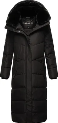 Produktbild von Navahoo Damen Winterjacke Langer Parka Warm Stepp Mantel Kapuze Hingucker Schwarz Gr. 44 - XXL
