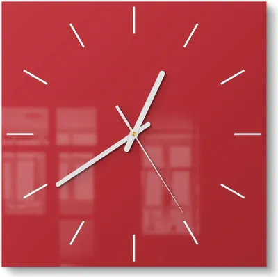 Produktbild von DEQORI Glasuhr 30x30 cm Modern 'Rot' Wanduhr Glas Uhr Design leise Küchenuhr
