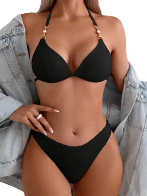 Productafbeelding van Damenbikini-set met halter en ketting