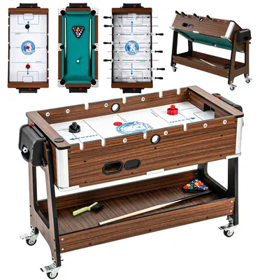 Produktbild von 3-in-1 Multi Spieltisch drehbar Multifunktionstisch mit Billardtisch Tischfußball Airhockey Ablagefach
