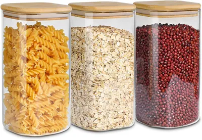 Produktbild von 1,2-Liter-Glas-Set mit 4 luftdichten Vorratsgläsern und Deckeln
