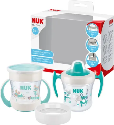 Image de NUK Gobelet Mini Cups Set 3in1 160ml dès 6 mois menthe&turquoise