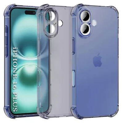 Produktbild von Techsuit – Stoßfeste transparente Silikonhülle für iPhone 16 – rauchschwarz