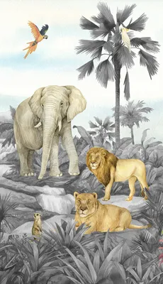 Immagine prodotto di Sanders & Sanders fotomurale animali della giungla grigio 270 x 150 cm
