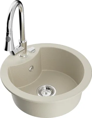Produktbild von Mexen Diego 1-Becken-Granit-Spüle mit Mischbatterie Elia, Beige - 6512-69-670101-00