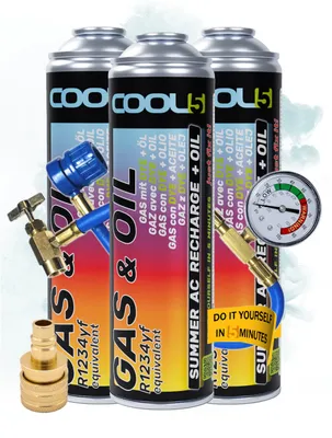 Produktbild von Cool5 3x 2-in-1 Kältemittel-Set + Klimaschlauch, R1234yf-Ersatz