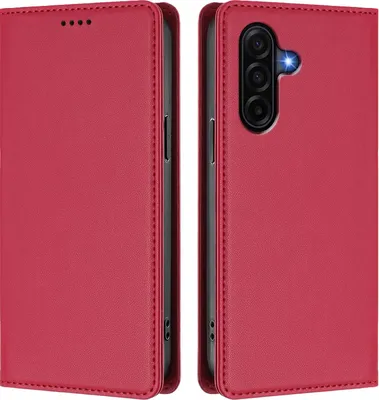 Image de Étui en cuir pour Samsung Galaxy A37, étui à rabat magnétique en cuirPolyuréthaneavec support, rouge