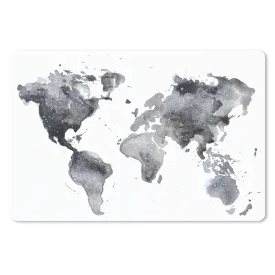 Produktbild von MuchoWow® Schreibtischunterlage Weltkarte - Abstrakt - Grau - Aquarell 60x40 cm - XXL Mauspad - Großes Mauspad
