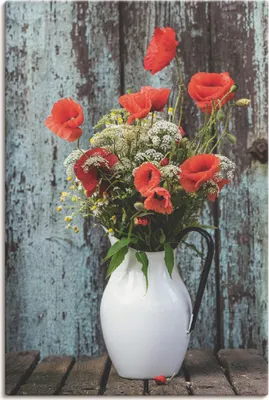 Produktbild von ARTland Leinwandbild Krug mit Mohnblumen Größe: 40x60 cm