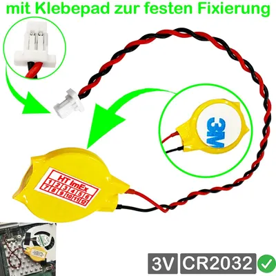 Produktbild von RTC CR2032 BIOS CMOS Batterie Knopfzelle Akku Battery mit Steckerkabel für  DELL Inspiron 11 3195 2-in-1