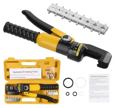 Obrázok produktu pre Hydraulické kliešte na krímiovanie káblových koncoviek, 10 ton - Ručné hydraulické krímiovacie náradie - Vhodné pre káblové koncovky 12–2/0 AWG - Elektrické káble - Model A