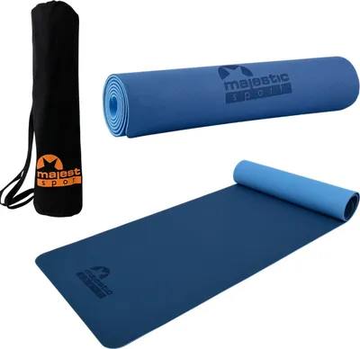Obrázek produktu pro MAJESTIC SPORT Podložka na cvičení Majestic Yoga 183 x 61 x 0,6 cm Lehká přenosná podložka s nízkou tvarovou pamětí Odolná voděodolná protiskluzová modrá