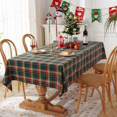 Imagen del producto de Mantel navideño, rojo y verde, 140x240 cm, rectangular, de poliéster