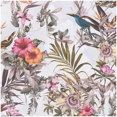 Immagine prodotto di Profhome 381787-GU Carta da parati in tessuto non tessuto Fiori verde opaco rosa arancio rosa 5,33 m2
