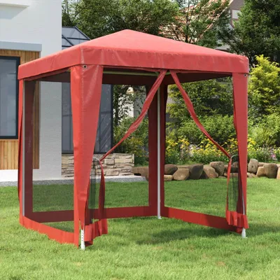 Immagine prodotto di vidaXL Tenda per feste con 4 pareti laterali in rete rossa 2x2 m HDPE