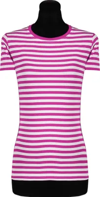 Produktbild von T2975-1102-4XL pink-weiß Damen Kurzarm tailliert Ringelshirt Marineshirt Gr.4XL=56